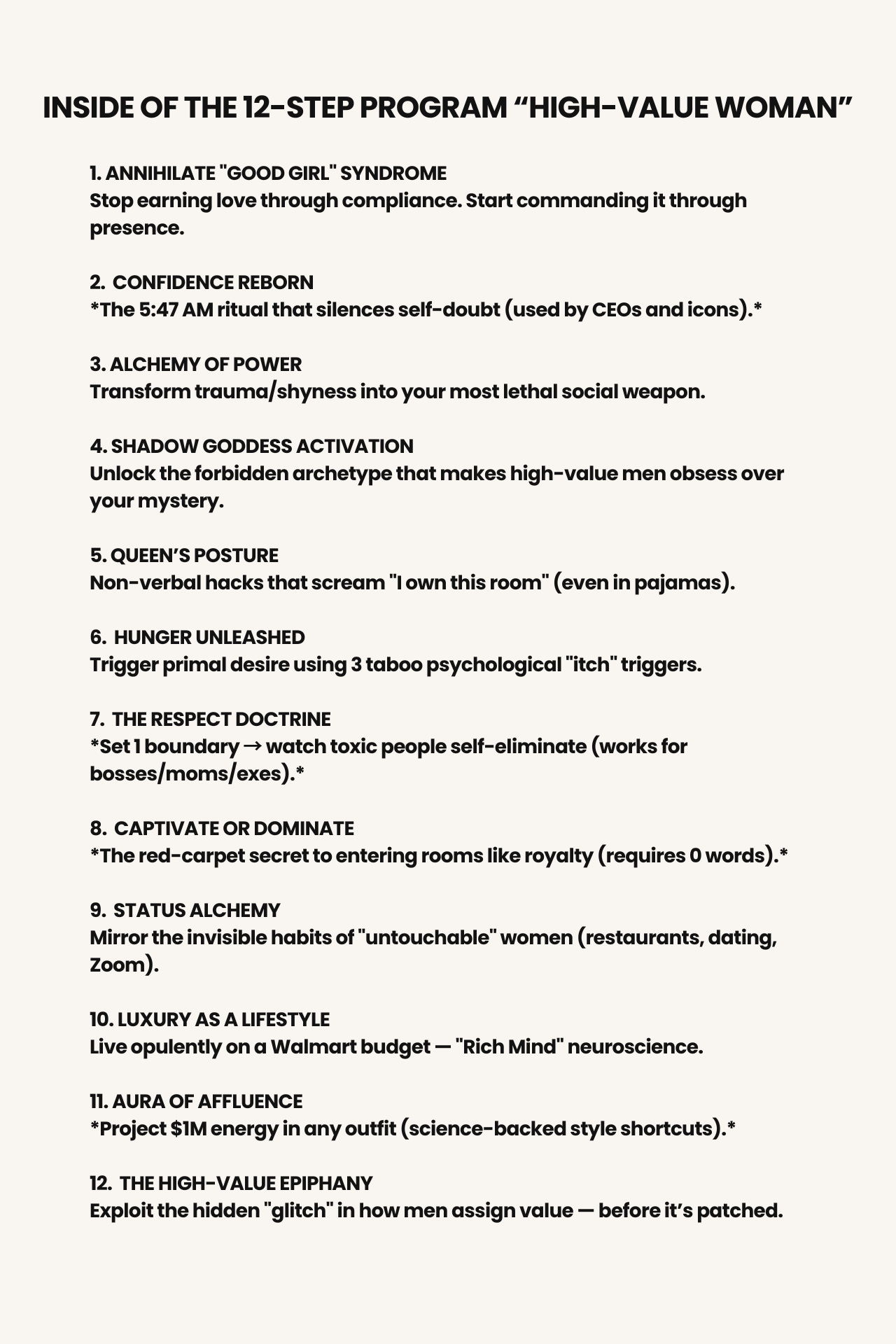 The High-Value Woman: 12 Steps to Command Unapologetic Power, Magnetic Allure & Undeniable Influence
