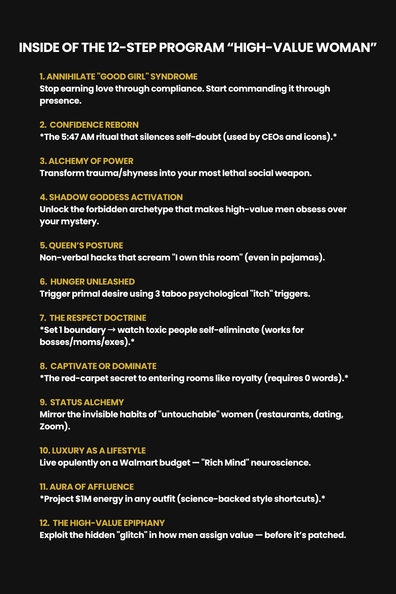 The High-Value Woman: 12 Steps to Command Unapologetic Power, Magnetic Allure & Undeniable Influence